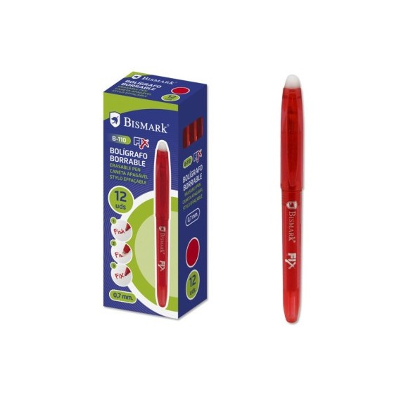 BOLIGRAFO BORRABLE C/CAPUCHON ROJO.0.7MM BISMARK 327530 (x12 unidades)