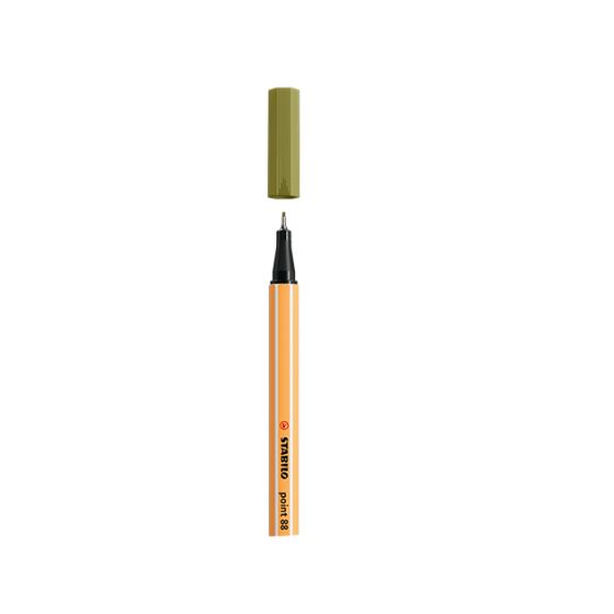 ROTULADOR PUNTA FINA POINT 88 0.4MM VERDE BARRO STABILO 88/37 (x10 unidades)