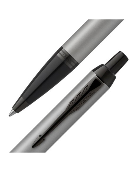 BOLÍGRAFO IM CUERPO GRIS MATE/ADORNOS NEGROS MEDIUM PARKER 2127752