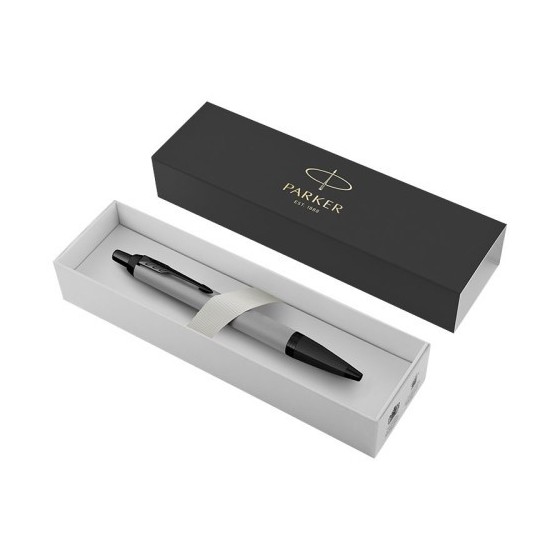 BOLÍGRAFO IM CUERPO GRIS MATE/ADORNOS NEGROS MEDIUM PARKER 2127752