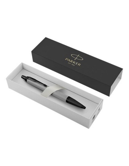 BOLÍGRAFO IM CUERPO GRIS MATE/ADORNOS NEGROS MEDIUM PARKER 2127752