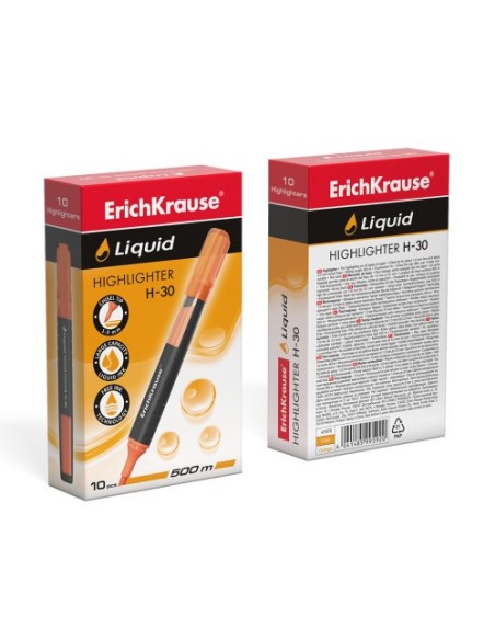 MARCADOR FLUORESCENTE LIQUID H-30 NARANJA ERICHKRAUSE  47976 (x10 unidades)