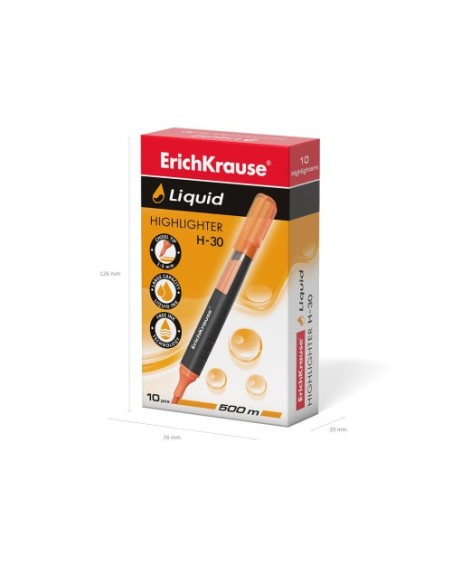 MARCADOR FLUORESCENTE LIQUID H-30 NARANJA ERICHKRAUSE  47976 (x10 unidades)