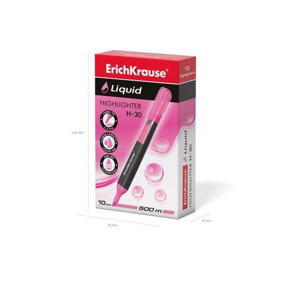 MARCADOR FLUORESCENTE LIQUID H-30 ROSA ERICHKRAUSE  47975 (x10 unidades)