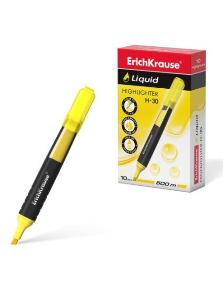 MARCADOR FLUORESCENTE LIQUID H-30 AMARILLO ERICHKRAUSE  47973 (x10 unidades)