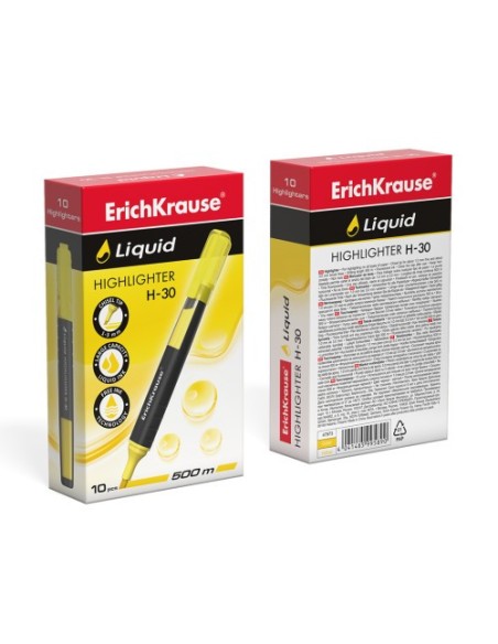 MARCADOR FLUORESCENTE LIQUID H-30 AMARILLO ERICHKRAUSE  47973 (x10 unidades)