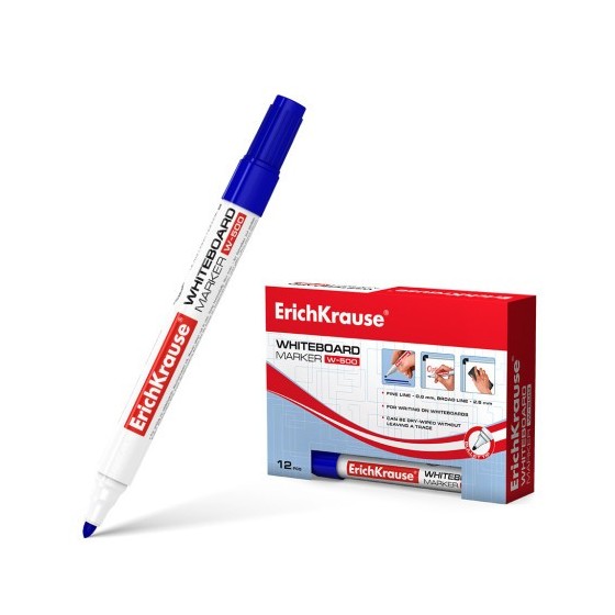 MARCADOR PIZARRA BLANCA W-500 AZUL ERICH KRAUSE 12846 (x12 unidades)