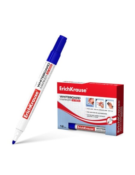 MARCADOR PIZARRA BLANCA W-500 AZUL ERICH KRAUSE 12846 (x12 unidades)