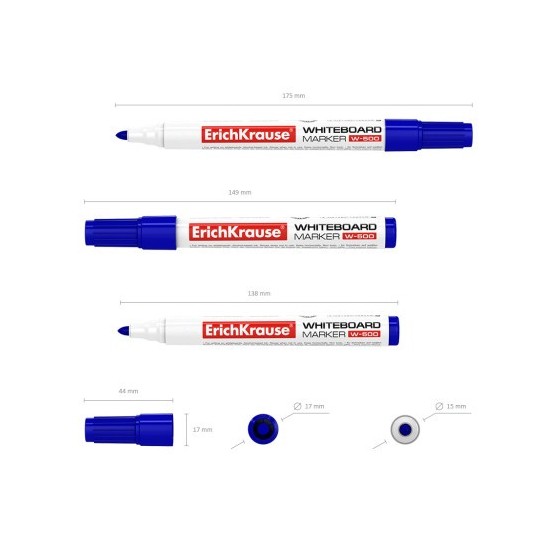 MARCADOR PIZARRA BLANCA W-500 AZUL ERICH KRAUSE 12846 (x12 unidades)