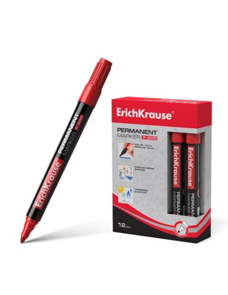 MARCADOR PERMANENTE P-200 ROJO ERICH KRAUSE 4779 (x12 unidades)