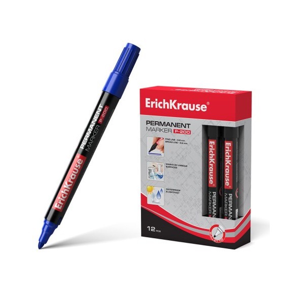 MARCADOR PERMANENTE P-200 AZUL ERICH KRAUSE 4778 (x12 unidades)