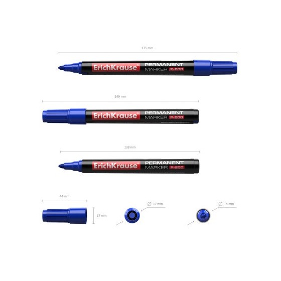 MARCADOR PERMANENTE P-200 AZUL ERICH KRAUSE 4778 (x12 unidades)