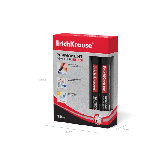 MARCADOR PERMANENTE P-200 AZUL ERICH KRAUSE 4778 (x12 unidades)
