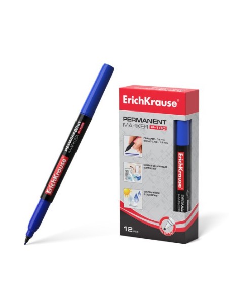 MARCADOR PERMANENTE P-100 AZUL ERICH KRAUSE 12842 (x12 unidades)