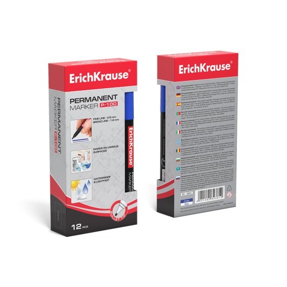 MARCADOR PERMANENTE P-100 AZUL ERICH KRAUSE 12842 (x12 unidades)