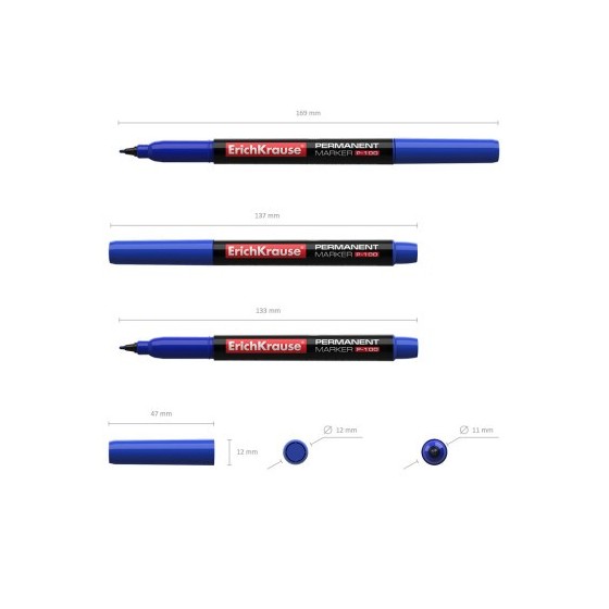 MARCADOR PERMANENTE P-100 AZUL ERICH KRAUSE 12842 (x12 unidades)