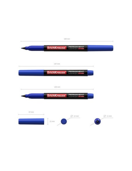 MARCADOR PERMANENTE P-100 AZUL ERICH KRAUSE 12842 (x12 unidades)
