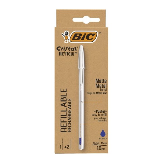 BOLÍGRAFO RENEW CUERPO METAL TINTA AZUL BIC 997202