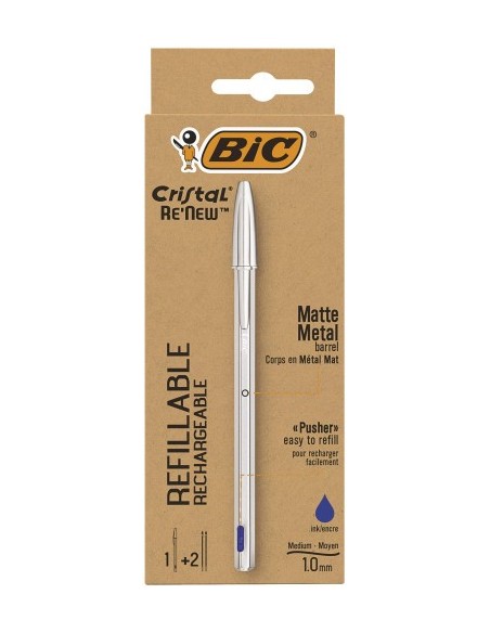 BOLÍGRAFO RENEW CUERPO METAL TINTA AZUL BIC 997202