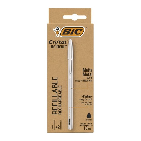 BOLÍGRAFO RENEW CUERPO METAL TINTA NEGRA BIC 997201