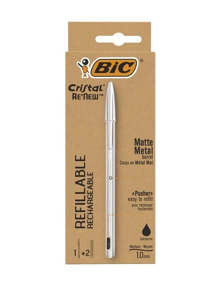 BOLÍGRAFO RENEW CUERPO METAL TINTA NEGRA BIC 997201