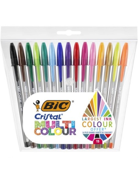 BOLSA 15 UNIDADES BOLIGRAFOS MULTICOLOR 1,6 MM BIC 964899