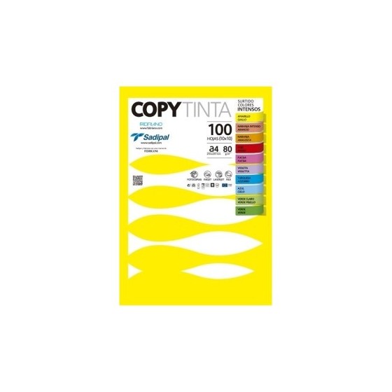 PAQUETE 100 HOJAS A4 80G COLORES SURTIDOS INTENSOS (10 HOJAS X COLOR) FABRIANO 11303