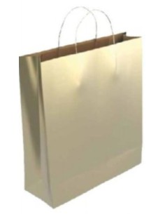 BOLSA PAPEL CON ASAS KRAFT ORO M 27X12X37 CM BISMARK 329846 (x25 unidades)