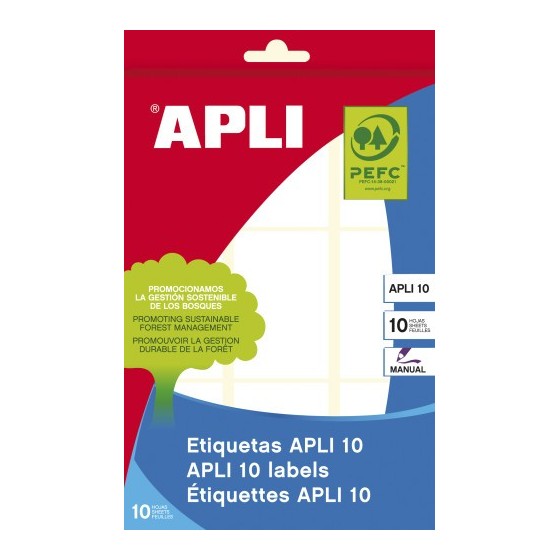 APLI 01650 etiqueta autoadhesiva Rectángulo Permanente Blanco 90 pieza(s)