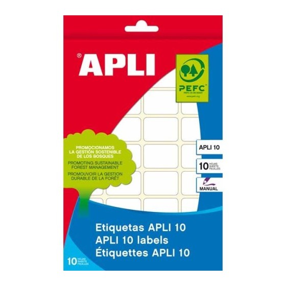 APLI 01639 etiqueta autoadhesiva Rectángulo Permanente Blanco 420 pieza(s)
