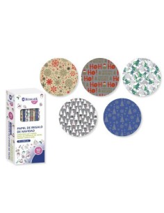 PAPEL DE REGALO NAVIDAD ORO/PLATA 70X200 BISMARK 329860 (x50 unidades)