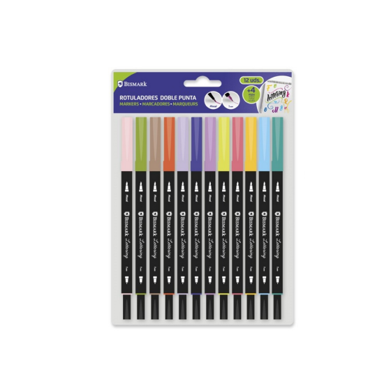 Bismark 330114 rotulador Fino/Extragrueso Azul, Marrón, Cian, Verde, Limón (color), Mauve, Naranja, Rosa, Púrpura, Rojo, Amarillo 12 pieza(s)