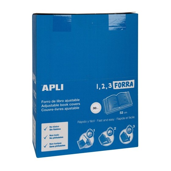 BLÍSTER 5 UDS. FORRO DE LIBROS CON SOLAPA AJUSTABLE PP 300 MM APLI 16914