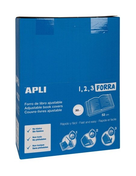 BLÍSTER 5 UDS. FORRO DE LIBROS CON SOLAPA AJUSTABLE PP 300 MM APLI 16914