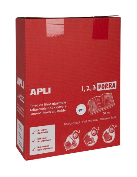BLÍSTER 5 UDS. FORRO DE LIBROS CON SOLAPA AJUSTABLE PP 290 MM APLI 16913