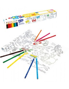 SET COLORING ROLL ABC 200 X 30 CM + 8 LÁPICES CARIOCA 42979