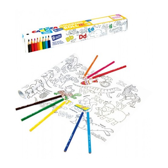 SET COLORING ROLL ABC 200 X 30 CM + 8 LÁPICES CARIOCA 42979