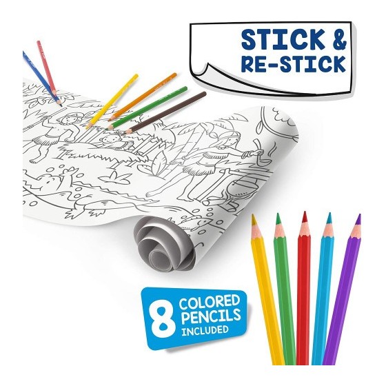 SET COLORING ROLL JUNGLE + 8 PENCILS CARIOCA 42978