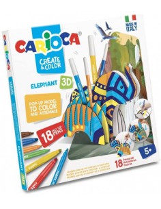 SET  CREATE & COLOR ELEPHANT 3D CARIOCA 42902