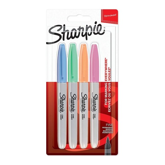 Sharpie 2065402 marcador permanente Fibre tip Azul, Verde, Naranja, Rosa 4 pieza(s)