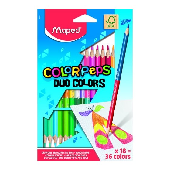 ESTUCHE 18  LÁPICES DE COLORES COLOR'PEPS DUO. BICOLOR MAPED 829601FC