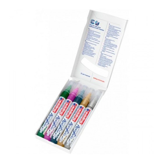 PACK 5 MARCADORES ACRÍLICOS TRAZO 2-3. FESTIVO. COLORES: 904, 910, 933, 924 Y 923. EDDING 5100-5-S-999