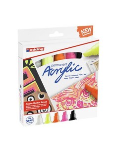 PACK 5 MARCADORES ACRÍLICOS TRAZO 5-10 MM. NEÓN. COLORES: 922, 901, 065, 066 Y 069. EDDING 5000-5-S