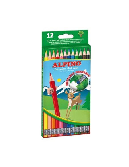 Alpino Estuche 12 lápices de colores borrables