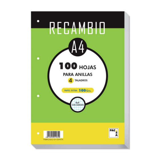 Pacsa Recambio A4 100 Hojas