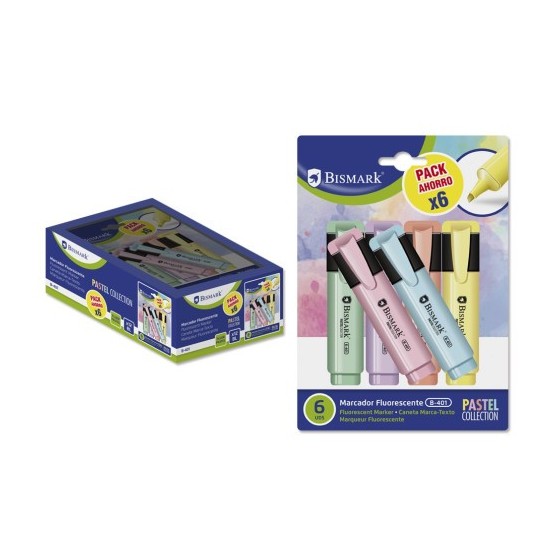 Bismark Rotulador Fluorescente Pastel Blister 6 Uds