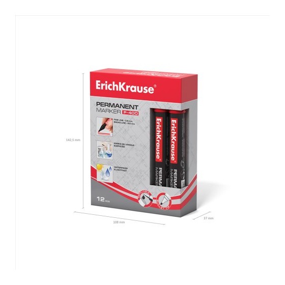 ErichKrause P-400 marcador 1 pieza(s) Punta redonda Rojo (x12 unidades)