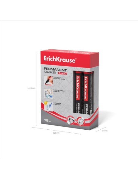 ErichKrause P-400 marcador 1 pieza(s) Punta redonda Rojo (x12 unidades)