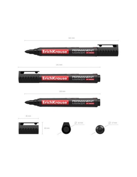 ErichKrause P-400 marcador 1 pieza(s) Punta redonda Negro (x12 unidades)