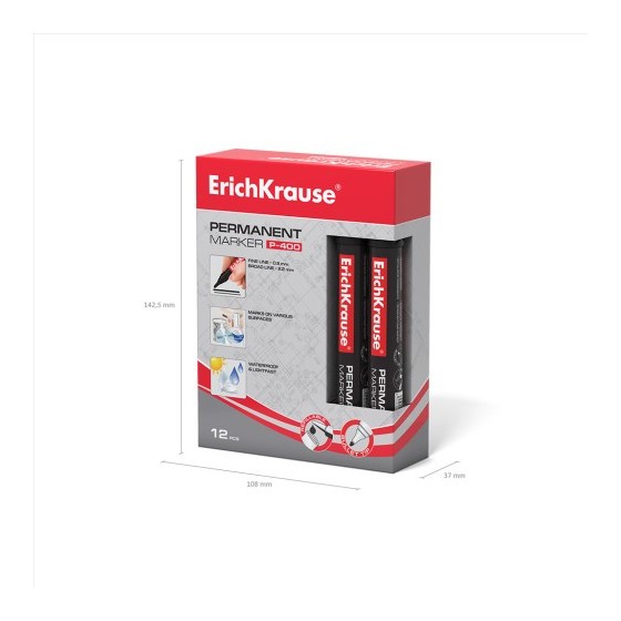 ErichKrause P-400 marcador 1 pieza(s) Punta redonda Negro (x12 unidades)
